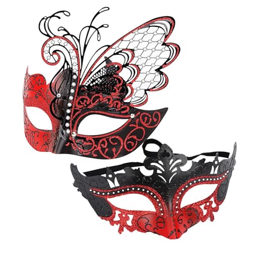 CPAOWEHF Maskenmasken-Set für Damen und Herren, Halloween, Schmetterling-Augenmaske, halbes Gesicht, Maskerade, Augenmaske, 2 Stück von CPAOWEHF