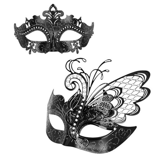 CPAOWEHF Maskenmasken-Set für Damen und Herren, Halloween, Schmetterling-Augenmaske, halbes Gesicht, Maskerade, Augenmaske, 2 Stück von CPAOWEHF