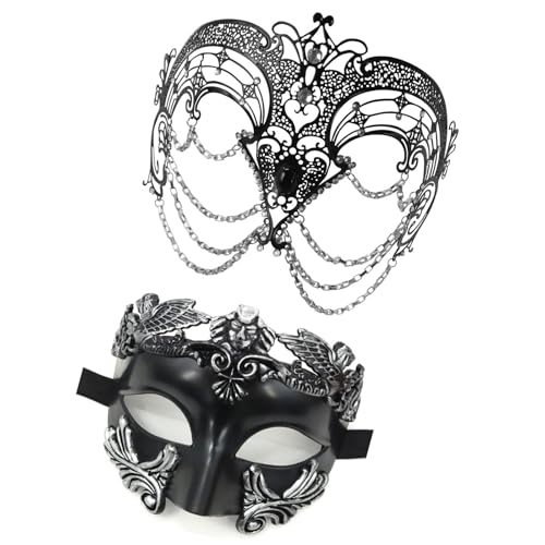 CPAOWEHF Metallkette Masquerade Maske Paar Maskerade Maske Halbgesichtsmaske Maskerade Augenmaske Für Halloween Masquerade Cosplay von CPAOWEHF