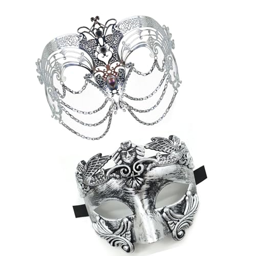 CPAOWEHF Metallkette Masquerade Maske Paar Maskerade Maske Halbgesichtsmaske Maskerade Augenmaske Für Halloween Masquerade Cosplay von CPAOWEHF