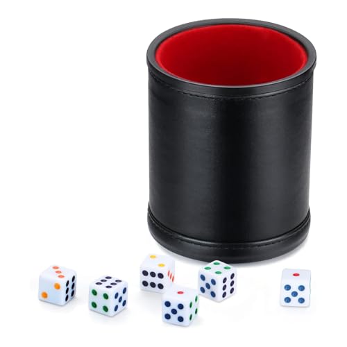 CPAOWEHF PU Leder Würfel Tasse Unterhaltung Würfel Schütteln Container Würfel Spiel Werkzeug Party Tisch Brettspiel Würfel Schütteln Spiel Requisiten von CPAOWEHF