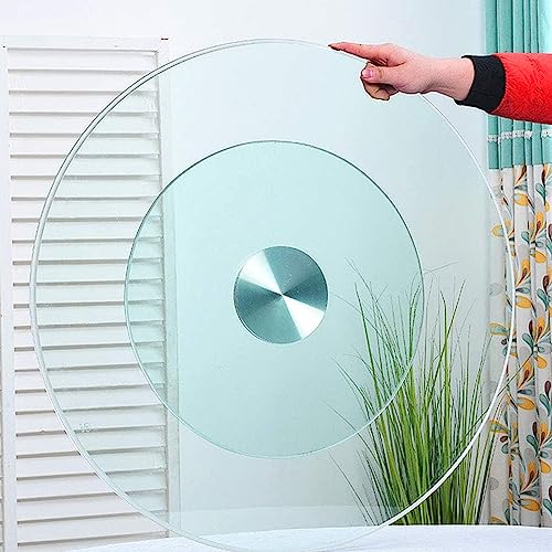 Esstisch-Drehteller, 8 mm runder Drehteller aus gehärtetem Glas, große Lazy Susan, 60–90 cm drehbares Küchen-Esstisch-Tablett, Tisch-Servierplatte, transparentes drehbares Tablett, Aluminiumlegierungs von CPCPC