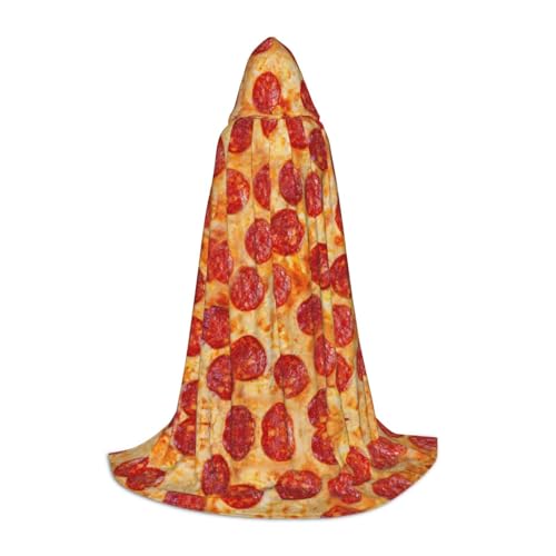 CPEOWZL Kapuzenumhang mit 3D-Pizza-Pepperoni-Druck, für Teenager, Unisex, Weihnachten, Halloween, Hexenparty von CPEOWZL