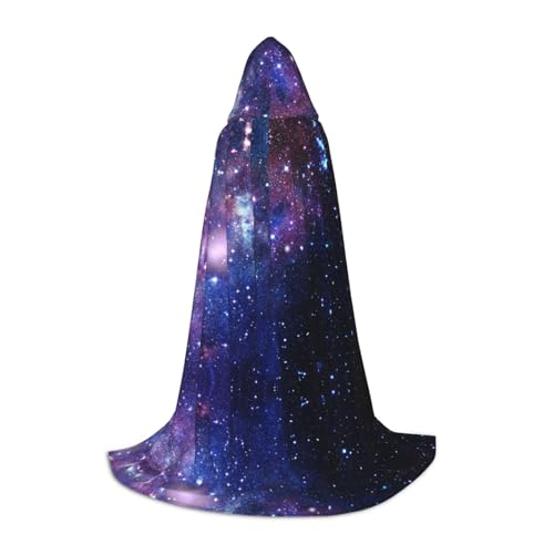 CPEOWZL Kapuzenumhang mit Galaxie-Druck, für Teenager, Unisex, Weihnachten, Halloween, Hexenparty, Blau und Lila von CPEOWZL