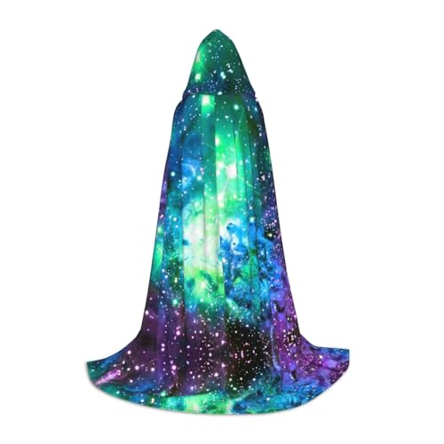 CPEOWZL Kapuzenumhang mit Galaxie-Druck, für Teenager, Unisex, Weihnachten, Halloween, Hexenparty, Grün / Blau / Lila von CPEOWZL