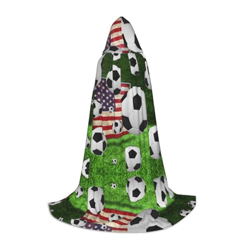 CPEOWZL Kapuzenumhang mit amerikanischer Flagge, Fußball, für Teenager, Unisex, Weihnachten, Halloween, Hexenparty von CPEOWZL