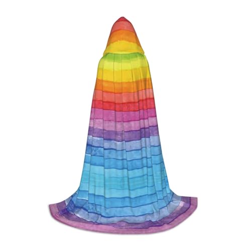 CPEOWZL Kapuzenumhang mit buntem Regenbogenstreifen-Druck, für Teenager, Unisex, Weihnachten, Halloween, Hexenparty von CPEOWZL