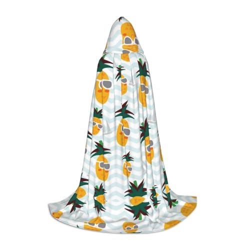 CPEOWZL Kapuzenumhang mit süßem Ananas-Druck, für Teenager, Unisex, Weihnachten, Halloween, Hexenparty von CPEOWZL