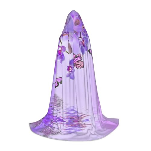 CPEOWZL Lila Schmetterling Druck Kapuzenumhang für Teenager Unisex Weihnachten Halloween Hexenparty von CPEOWZL