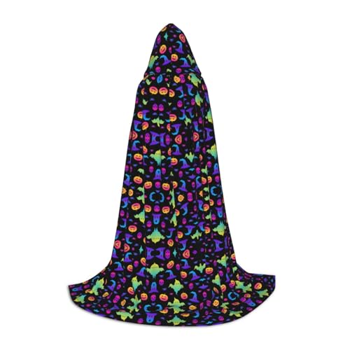 CPEOWZL Regenbogen Halloween Geist Hexenhut Spinnen Druck Kapuzenumhang für Jugendliche Unisex Weihnachten Halloween Hexenparty von CPEOWZL