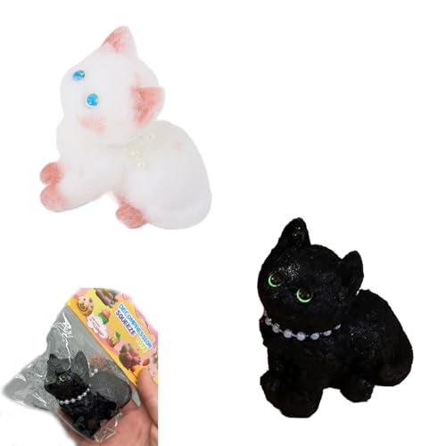 2 Stück Squishy Katze, Taba Squishy, Fufu Squishy, Katzen-Squishies-Spielzeug, Dehnbares Katzen-Stressabbau-Simulationsspielzeug, Katzen-Fidget-Spielzeug Zum Quetschen, Party-Geschenke von CPRNQY