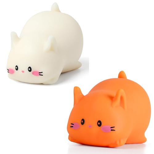 2 Stück Stressball Lustig, Squeeze Toy, Squishy Katze, Niedliche Katze Stressball, Lustiges Squishy Antistress Spielzeug, Fidget Anti Stress Squeeze Toy Entspannungsartikel Partygeschenke von CPRNQY