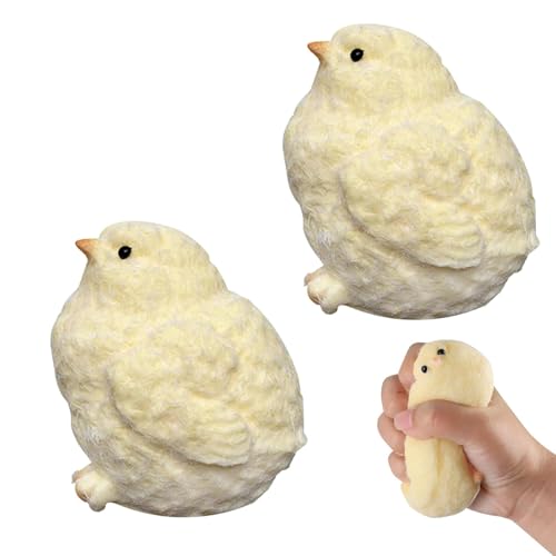 2 Stück Taba Squishy, Fufu Squishy, Taba, Slow Rebund Chicken Squeeze Fidget Toys, Pelziges Küken Sensorisches Zappelspielzeug, Niedliches Stressabbau-Squishie Für Kindergeschenke von CPRNQY