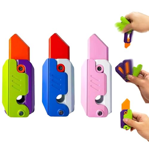 3 Stück Gravity Knife Toy,Toy Knife,Fidget Knife Toy 11* 2.3* 4.4cm,Gravity Radish Knife für Kids Gift,3D Gravity Knife Radish Knife Decompression Toy für Kids, Adults, Travel (3 Farben) von CPRNQY