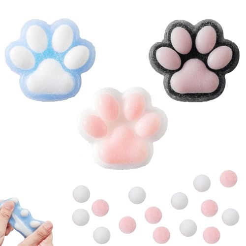 3 Stück Fufu Squishy, Taba Squishy, Squeeze Toy, Cat Paw Anti Stress Ball, Cat Paw Squeeze Toy, Katzenpfoten Quetschspielzeuge Katzenpfoten-Spielzeug, Soft Cat Paws Toy Entspannen Mädchen und Jungen von CPRNQY