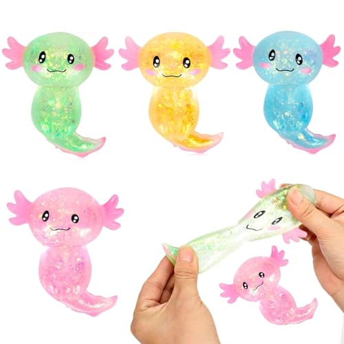 4 Stück Axolotl Spielzeug, Axolotl, Squishy, Stress Spielzeug, Aaxolotl Squishy, Squeeze Spielzeug, Stress Axolotl Spielzeug für Kinder und Erwachsene (Zufällige Farbe) von CPRNQY