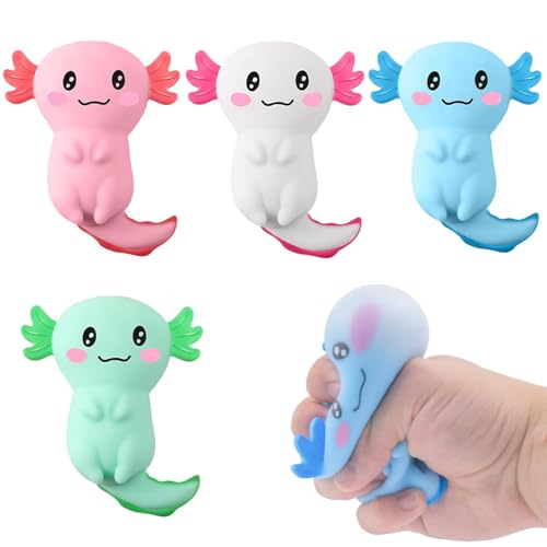 4 Stück Axolotl Spielzeug, Axolotl, Animagic Axolotl, Axolotl Spielzeug Schneller Rebound Zuckerball, Squeeze Toy, Axolotl für Kinder und Erwachsene Stressabbauendes Spielzeug (Zufällige Farbe) von CPRNQY