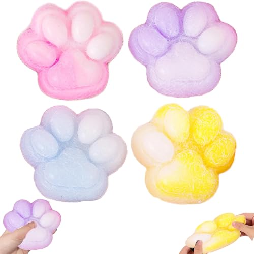 4 Stück Taba Squishy, Cat Paw Squeeze Toy, Cat Paw Anti Stress Ball, Soft Cat Paws Toy, Mädchen Und Jungen Zum Entspannen, Stressabbau Fidget Toys, Fufu Squishy Zum Stressabbau von CPRNQY