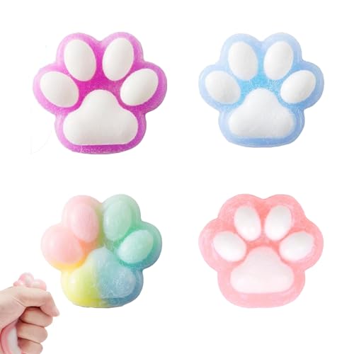 4 Stück Taba Squishy, Fufu Squishy, Squishy Toy, Süße Weiche Katzenpfoten Quetschspielzeuge, Stressabbau Fidget Toys, Soft Cat Paws Squishy Toy, Mädchen Und Jungen Zum Entspannen (Zufällige Farbe) von CPRNQY