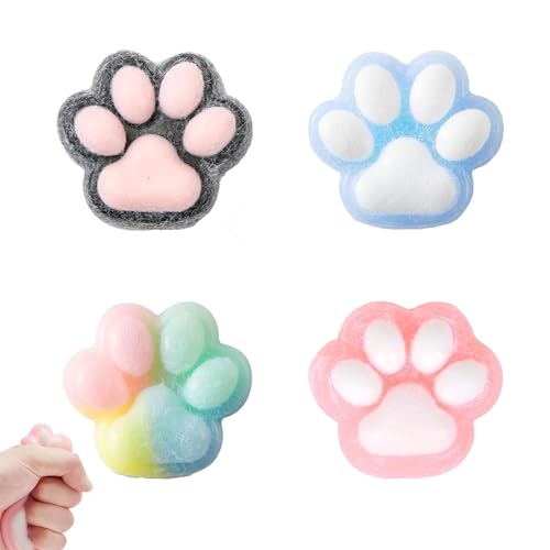 4 Stück Taba Squishy, Fufu Squishy, Squishy Toy, Süße Weiche Katzenpfoten Quetschspielzeuge, Stressabbau Fidget Toys, Soft Cat Paws Squishy Toy, Mädchen Und Jungen Zum Entspannen von CPRNQY