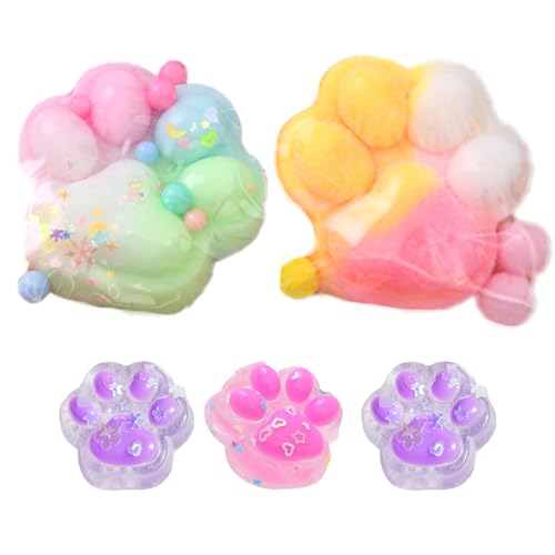 5 Stück Cat Paw Squishy, Taba Squishy Paw, Katzenpfoten Squishy, Squishy Prote, Weiche Stressabbau Sensory Spielzeuge, Neuartige Fidget Spielzeuge für Erwachsene und Teenager, Party-Geschenke von CPRNQY