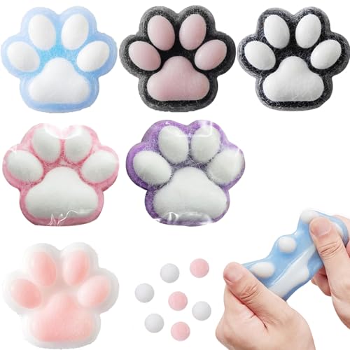 6 Stück Squeeze Toy, Taba Squishy, Fufu Squishy, Cat Paws Stress Spielzeug, Katzenpfoten Squishy Mädchen Und Jungen Zum Entspannen, Stressabbau Fidget Toys Zum Stressabbau (Zufällige Farbe) von CPRNQY