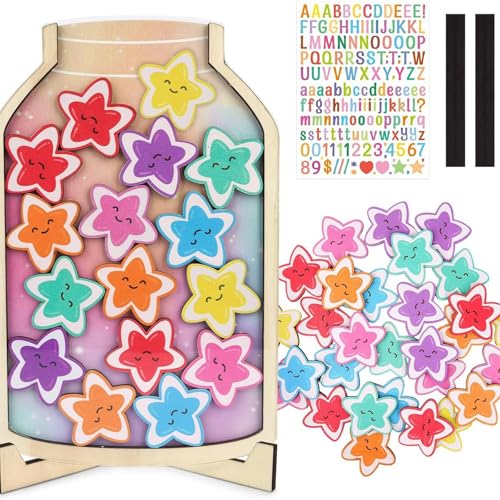 Belohnungsglas, Smiley Stern Belohnungsglas Set, Motivationshilfe für gutes Benehmen zu Hause und in der Schule, zur Förderung positiver Gewohnheiten und Spaß am Lernen Belohnungsglas, Smiley Stern Belohnungsglas Set, Motivationshilfe für gutes Benehmen zu Hause und in der Schule, zur Förderung positiver Gewohnheiten und Spaß am Lernen von CPRNQY