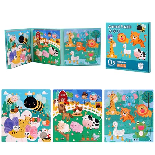 Magnetpuzzle, Magnet Puzzle, Magnet Puzzle Tiere, Kinderpuzzle Magnet für Kinder Puzzle ab 3 4 5, Lernspielzeug, Fördert Motorik + Konzentration, Geschenk und Spiele für Kinder von CPRNQY