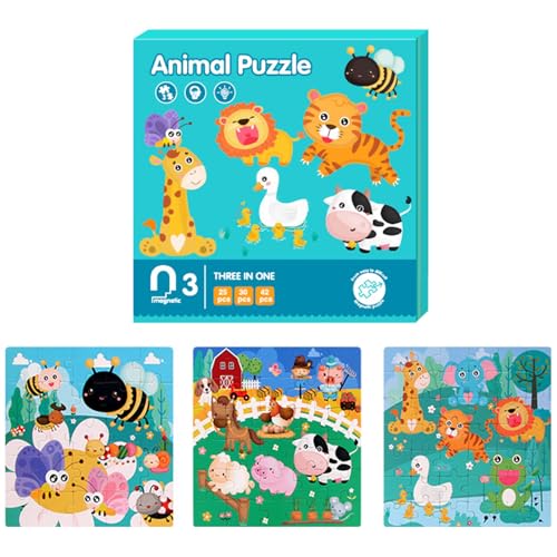 Magnetpuzzle, Magnet Puzzle, Magnet Puzzle Tiere, Kinderpuzzle Magnet für Kinder Puzzle ab 3 4 5, Lernspielzeug, Fördert Motorik + Konzentration, Geschenk und Spiele für Kinder von CPRNQY