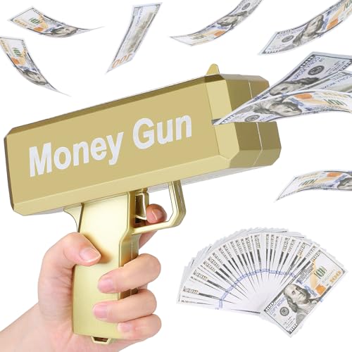 CPROSP Geld Pistole mit 100 Requisitengeld, Handheld Money Gun für Filme, Make It Rain, Geldpistole für Spiel, Party, Partyspiele,Hochzeitsfeier,Karneval, Gold CPROSP Geld Pistole mit 100 Requisitengeld, Handheld Money Gun für Filme, Make It Rain, Geldpistole für Spiel, Party, Partyspiele,Hochzeitsfeier,Karneval, Gold von CPROSP