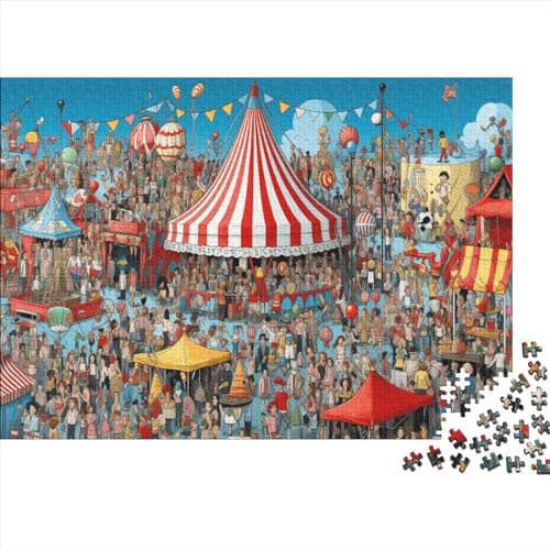 10,000 People in A Big Circus Erwachsene Puzzles Für Erwachsene, 300-teiliges Puzzle, 300 Teile Stressabbauende Puzzles, 300 Puzzles Für Erwachsene Für Erwachsene Und Kinder Ab 12 Jahren 300pcs (40 von CPXSEMAZA