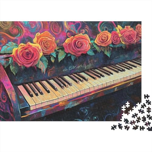 1000 Teile Erwachsenenpuzzle Flowers Piano 1000 Teile Holzpuzzle - Einzigartige, Ungewöhnliche Puzzles Mit Geformten Teilen 1000pcs (75x50cm) von CPXSEMAZA