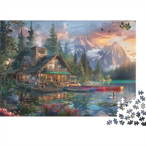 1000 Teile Erwachsenenpuzzle Lake House 1000 Teile Holzpuzzle - Einzigartige, Ungewöhnliche Puzzles Mit Geformten Teilen 1000pcs (75x50cm) von CPXSEMAZA