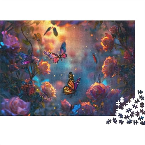 1000 Teile Puzzles Holzpuzzle Butterflies and Roses Puzzlespiele Für Erwachsene 1000pcs (75x50cm) von CPXSEMAZA