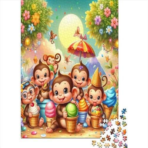 1000 Teile Puzzles Holzpuzzle Cute Monkey Puzzlespiele Für Erwachsene 1000pcs (75x50cm) von CPXSEMAZA