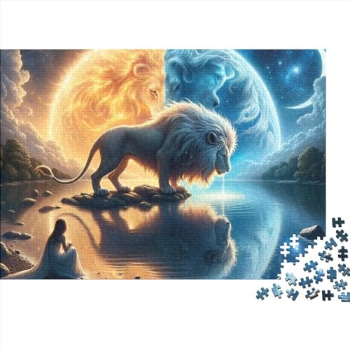 1000 Teile Puzzles Holzpuzzle Lion of The Sun and Moon Puzzlespiele Für Erwachsene 1000pcs (75x50cm) von CPXSEMAZA