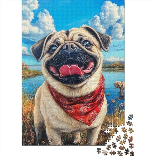 1000-teilige Holzpuzzles Für Erwachsene Cute Pug 1000-teilige Puzzles, Lernspiele Für Erwachsene 1000pcs (75x50cm) von CPXSEMAZA