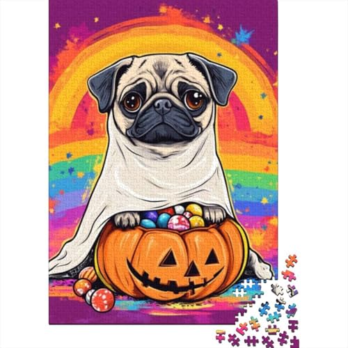 1000-teilige Holzpuzzles Für Erwachsene Cute Pug Puzzles 1000 Teile Puzzle 1000pcs (75x50cm) von CPXSEMAZA