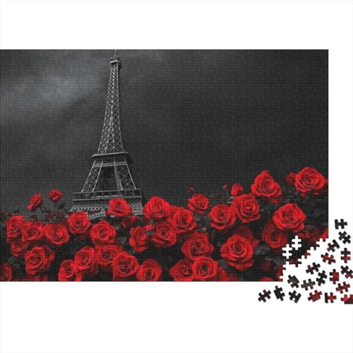 1000-teilige Holzpuzzles Für Erwachsene Eiffel Tower Rose Puzzles 1000 Teile Stressabbauende Puzzles 1000pcs (75x50cm) von CPXSEMAZA