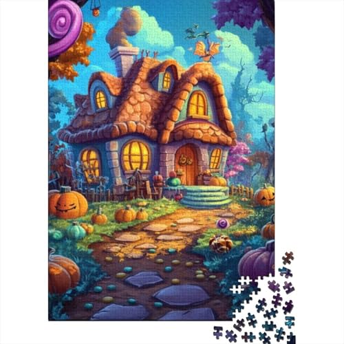 1000-teilige Holzpuzzles Für Erwachsene Halloween Cabin Puzzles 1000 Teile Stressabbauende Puzzles 1000pcs (75x50cm) von CPXSEMAZA