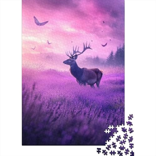 1000-teilige Holzpuzzles Für Erwachsene Lavender Deer Puzzle Mit 1000 Teilen, Herausfordernde Puzzles Für Erwachsene 1000pcs (75x50cm) von CPXSEMAZA