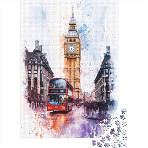 1000-teilige Holzpuzzles Für Erwachsene London Bus Puzzles 1000 Teile Stressabbauende Puzzles 1000pcs (75x50cm) von CPXSEMAZA