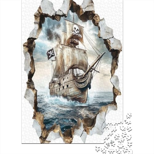 1000-teilige Holzpuzzles Für Erwachsene Pirate Ship 1000-teiliges Puzzle, Komplexe Puzzles Für Erwachsene 1000pcs (75x50cm) von CPXSEMAZA