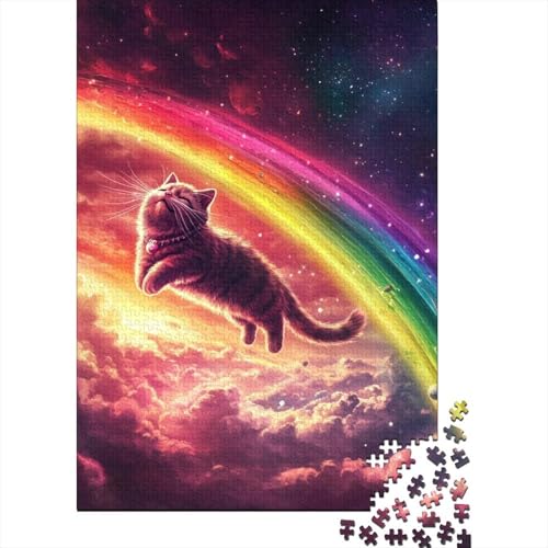 1000-teilige Holzpuzzles Für Erwachsene Rainbow Cat Puzzles 1000 Teile Stressabbauende Puzzles 1000pcs (75x50cm) von CPXSEMAZA