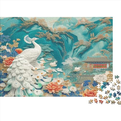 300 Stück Puzzlespiele White Peacock Puzzlespiele Für Erwachsene Kreative Familienaktivitäten des Spieleabends-DIY 300pcs (40x28cm) von CPXSEMAZA