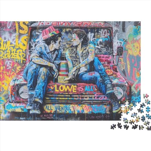 300 Teile Puzzle Für Erwachsene Doodle Couple Puzzle Für Erwachsene, Holzpuzzle, Erwachsene Und Kinder 300pcs (40x28cm) von CPXSEMAZA