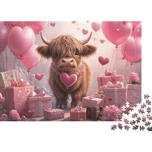 300-teilige Holzpuzzles Für Erwachsene Cute Highland Cow Baby Puzzles 300 Teile Puzzle 300pcs (40x28cm) von CPXSEMAZA