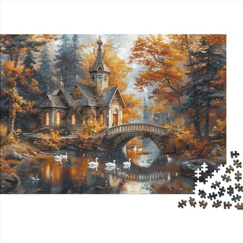 3D Autumn Church Puzzles Für Erwachsene 1000-teilige Puzzles Für Erwachsene Anspruchsvolles Spiel Ungelöstes Puzzle 1000pcs (75x50cm) von CPXSEMAZA