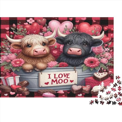 3D Highland Cattle Puzzles Für Erwachsene 300-teilige Puzzles Für Erwachsene Anspruchsvolles Spiel Ungelöstes Puzzle 300pcs (40x28cm) von CPXSEMAZA