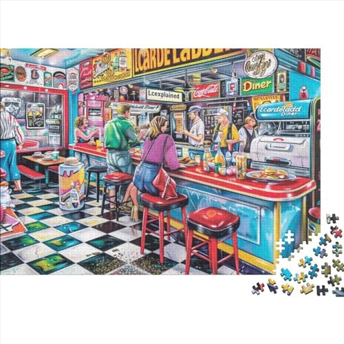 3D-Puzzle 1000 Teile Für Erwachsene Colorful Restaurant 1000-teiliges Puzzle Lernspiele Heimdekorationspuzzle 1000pcs (75x50cm) von CPXSEMAZA